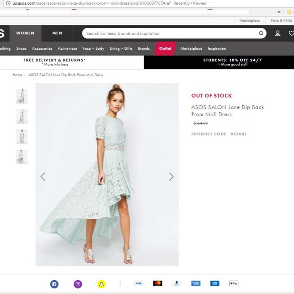 ASOS Salon Lace Dip Back Prom Midi Drss
